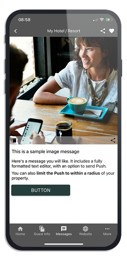 Push messages with images for guests